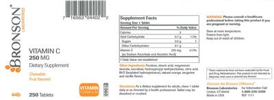 Vitamin C 250 mg label