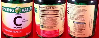 Vitamin C with Rose Hips 1000 mg label