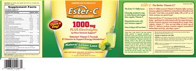 Ester-C Effervescent 1000 mg Natural Lemon Lime label