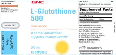L-Glutathione 500 mg label