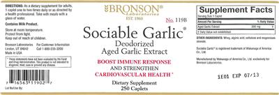 Sociable Garlic Deodorized Aged Garlic Extract label