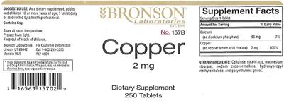 Copper 2 mg label