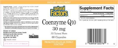 Coenzyme Q10 30 mg label