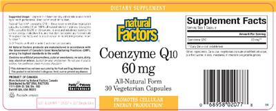 Coenzyme Q10 60 mg label