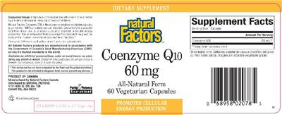Coenzyme Q10 60 mg label